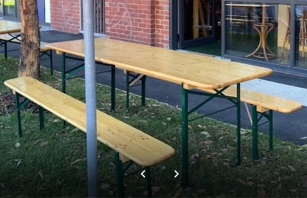 10-Seater Beer Table Set -70 cm Table Width & Floor Protection Set Premium - Image 2