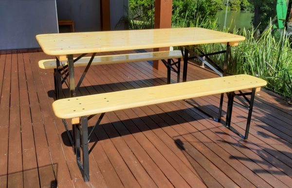 6-Seater Beer Table Set -70 cm Table Width & Floor Protection Set Premium - Image 2