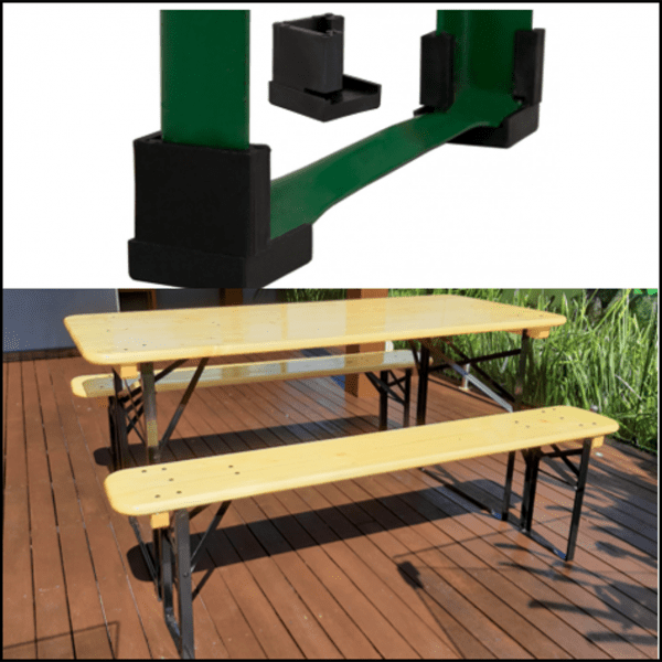 6-Seater Beer Table Set -70 cm Table Width & Floor Protection Set Premium