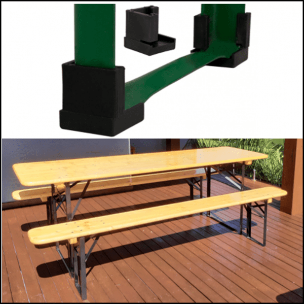 10-Seater Beer Table Set -70 cm Table Width & Floor Protection Set Premium