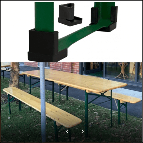 10-Seater Beer Table Set -70 cm Table Width & Floor Protection Set Premium